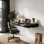 Bureau flottant rustique avec design à bord brut pour bureau à domicile et espace de travail SINLHADE169