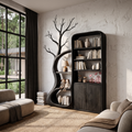 Meuble rustique avec étagères inspirées de branches pour salle de lecture SINLHASD541