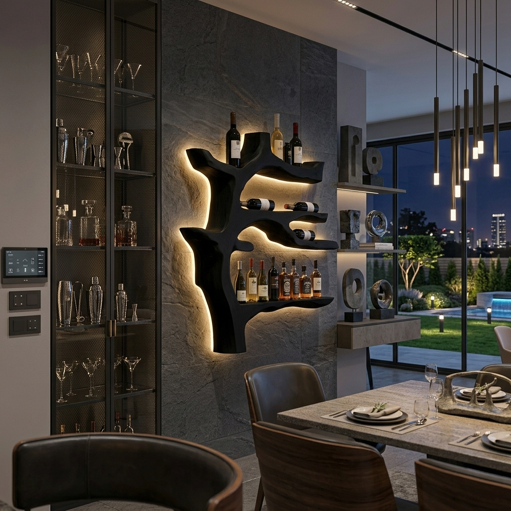 Modern Branch Wine Bottle Holder Wall Mount For Dining Wall Decor RTTHTTWH007