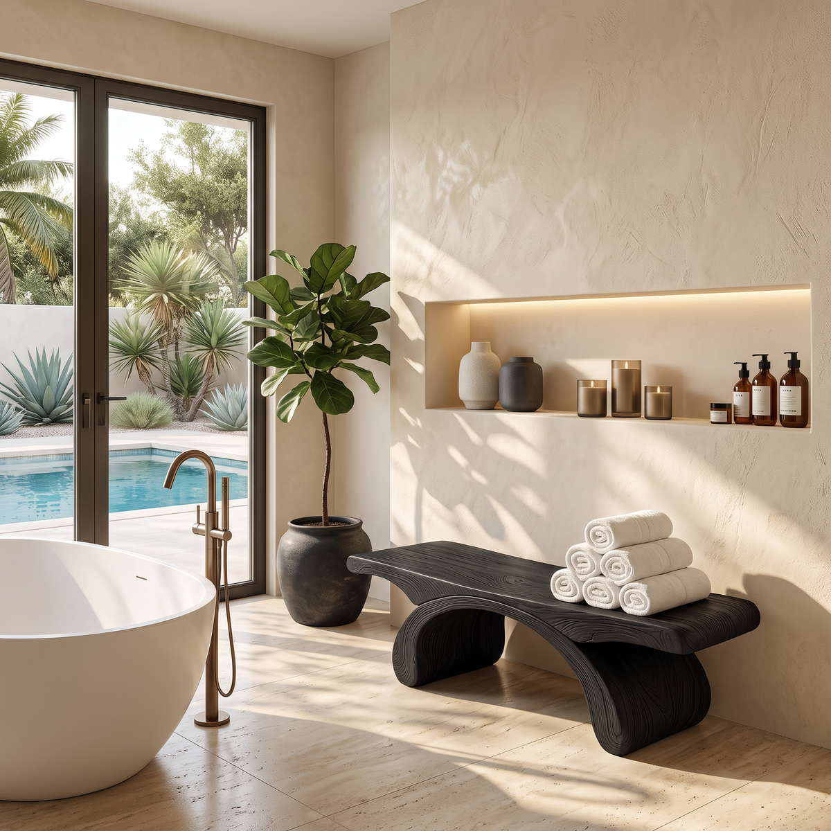 Modern Organic Shower Bench For Bathroom Or Spa Furniture SITHTTSB013