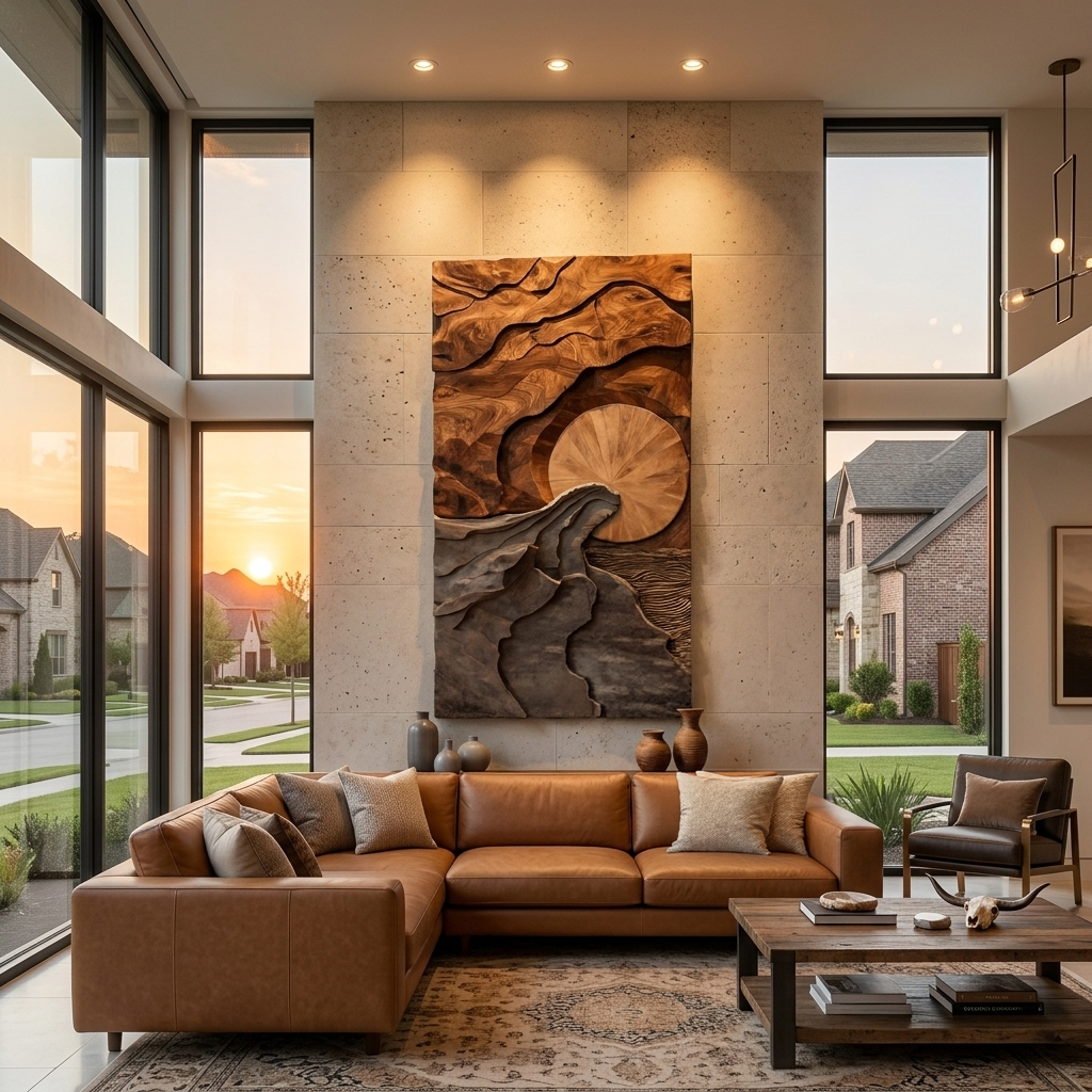 Art mural moderne avec design paysager pour salon SITHTTWA033