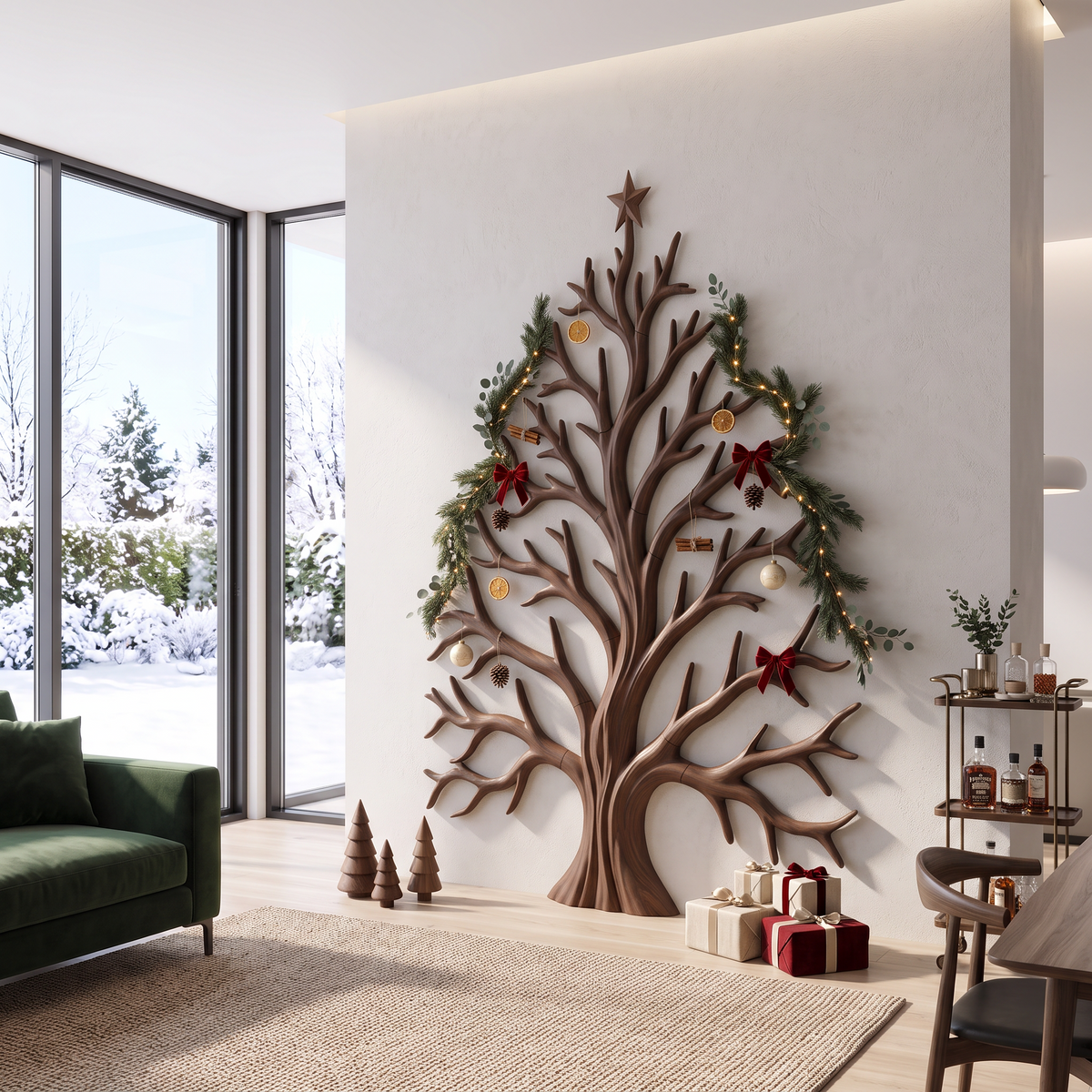 Contemporary Christmas Wall Decor With Artistic Tree Silhouette For Hallway SINLSAWA138