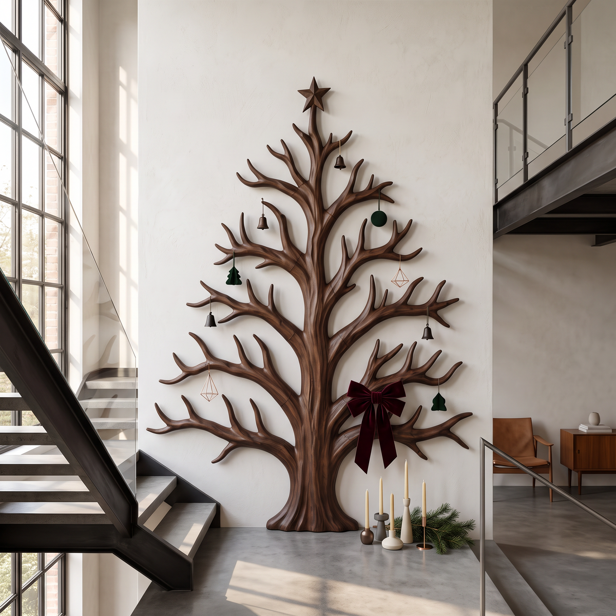 Sapin de Noël moderne au design de branches nues pour salon SINLSAWA142