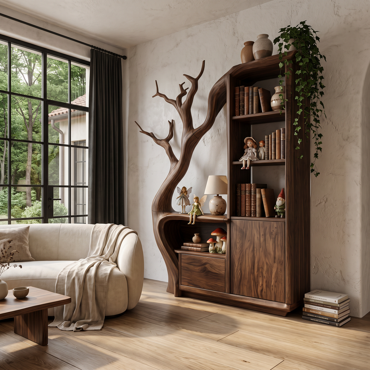 Meuble de rangement moderne au design arrondi pour entrée SINLHASD544