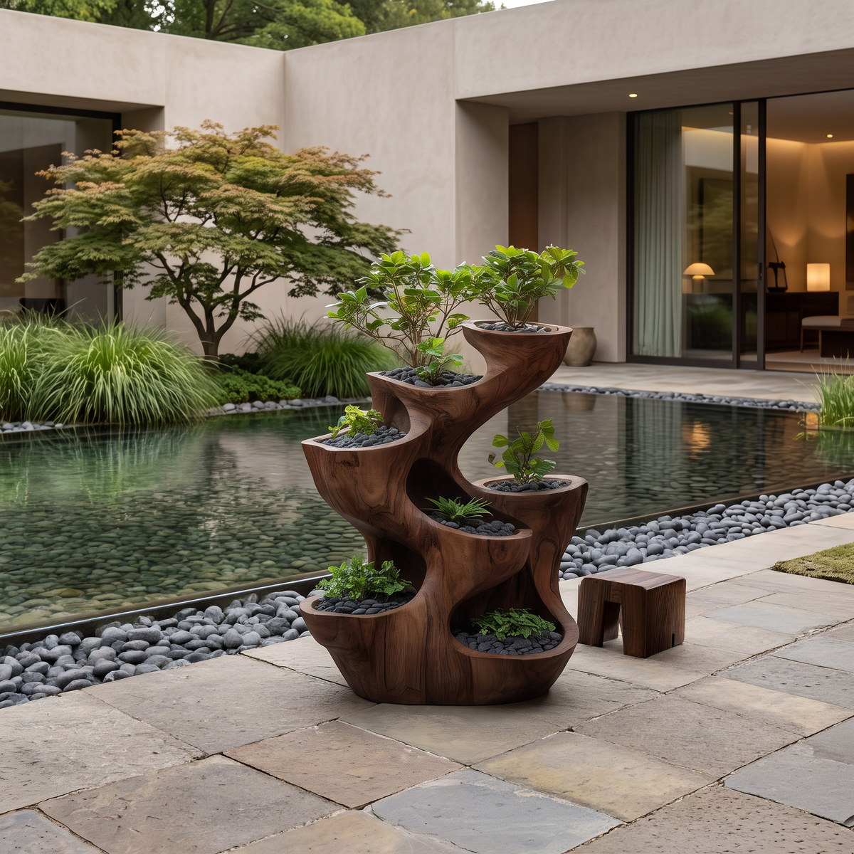 Organic Sculptural Multi Tier Planter For Garden Decor RTTHTTPT007