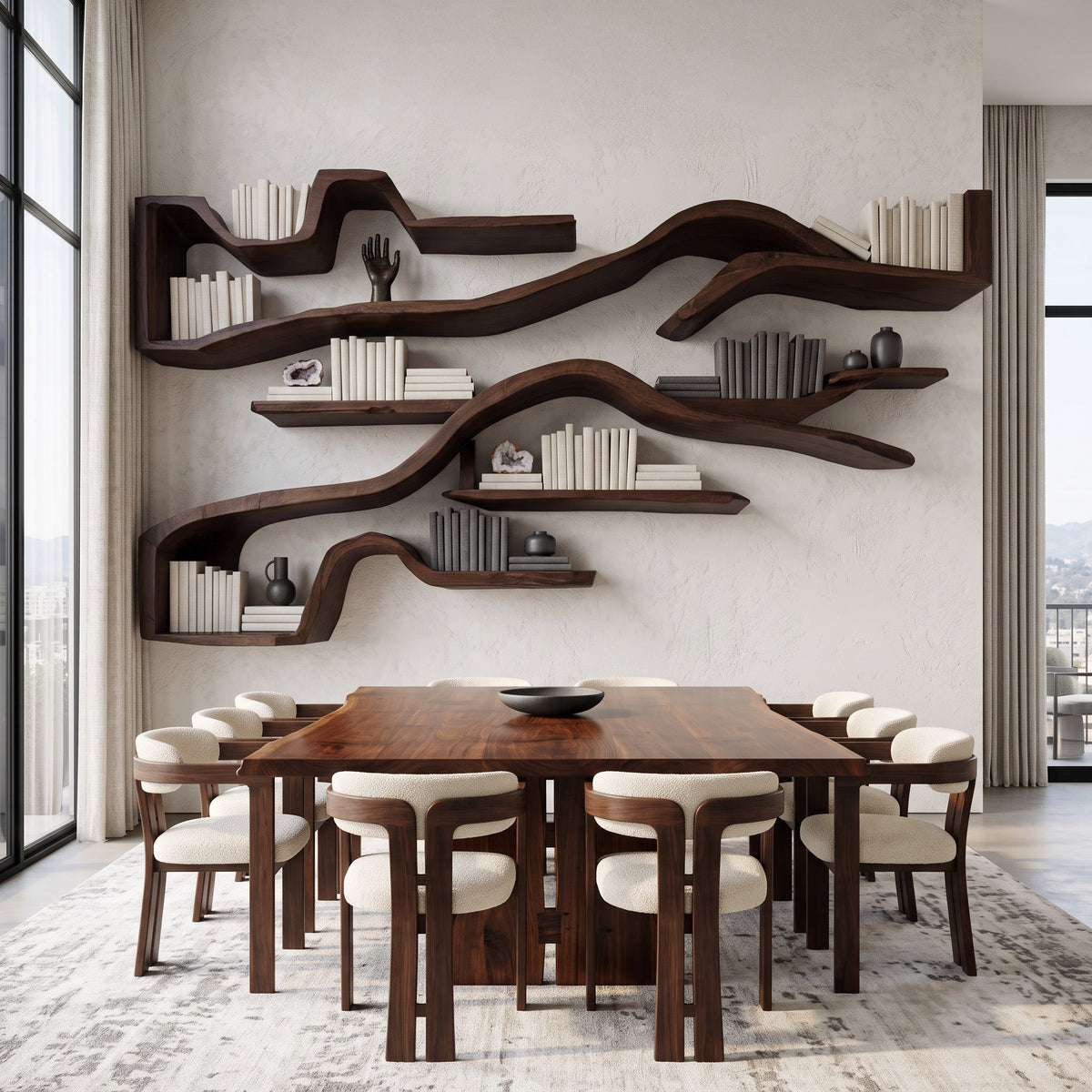 Organic Floating Bookshelf For Living Room Or Study SITHHNFL027