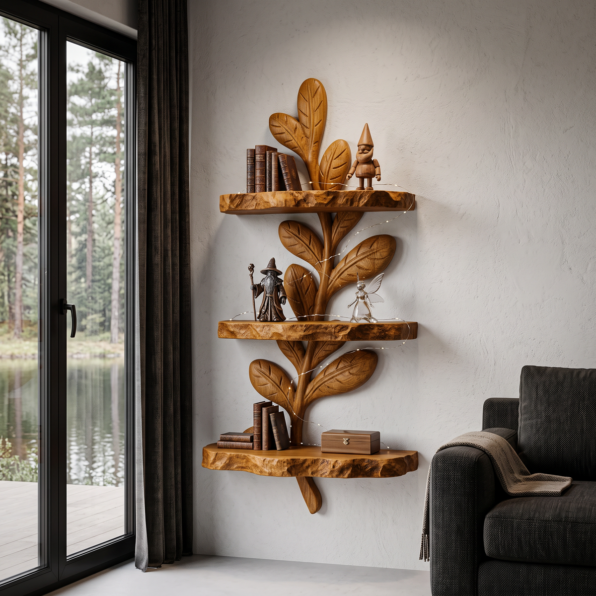 Modern Floating Shelf Handcrafted Solid Wood Design For Home Office SINLHAFL065