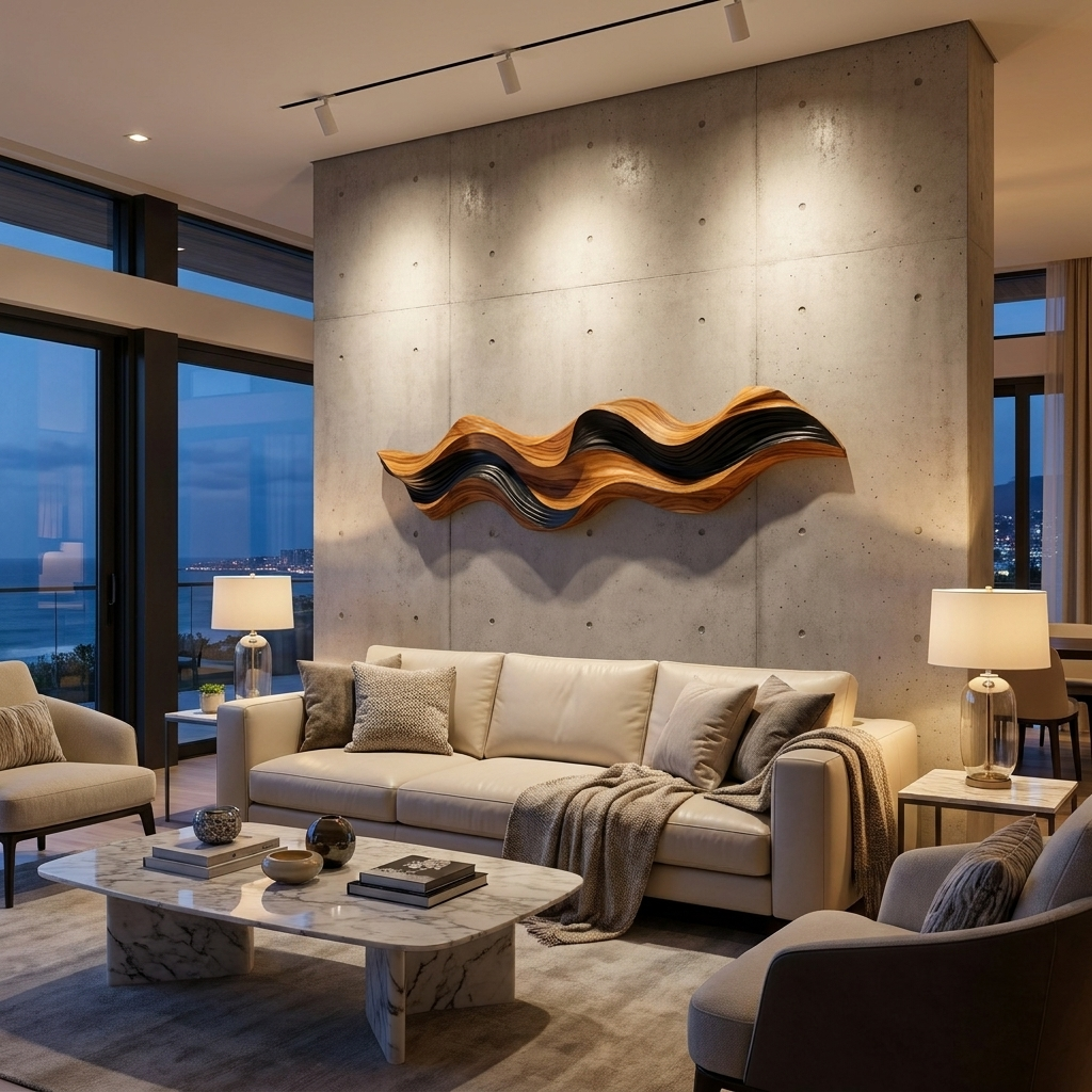 Modern Abstract Wooden Wall Art Flowing Sculptural Design For Home RTTHTTWA156