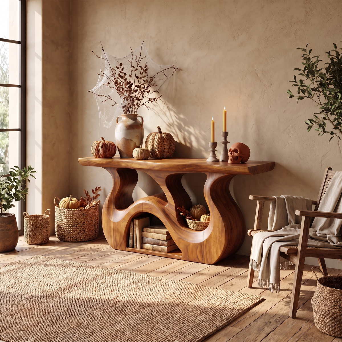 Minimalist Branch Form Entryway Table For Halloween Cabin Decor SILDTTNCS146
