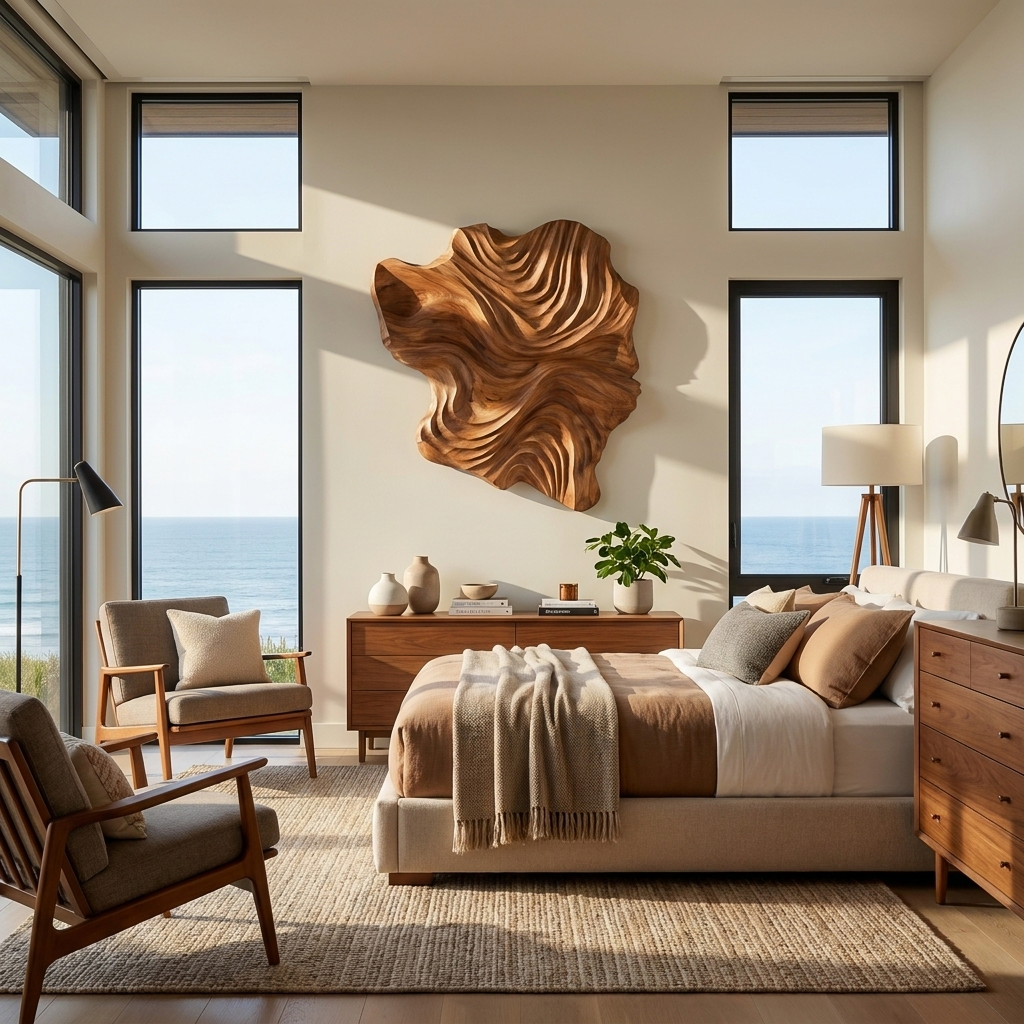 Organic Wood Wall Art Wave Design For Luxury Living Room RTTHTTWA132