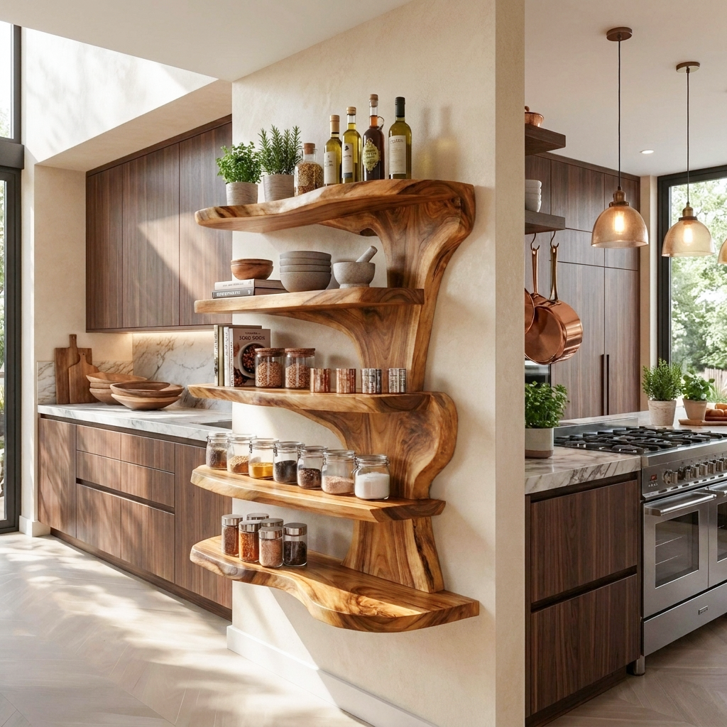 Rustic Live Edge Floating Shelf For Kitchen SITHTTWMS004