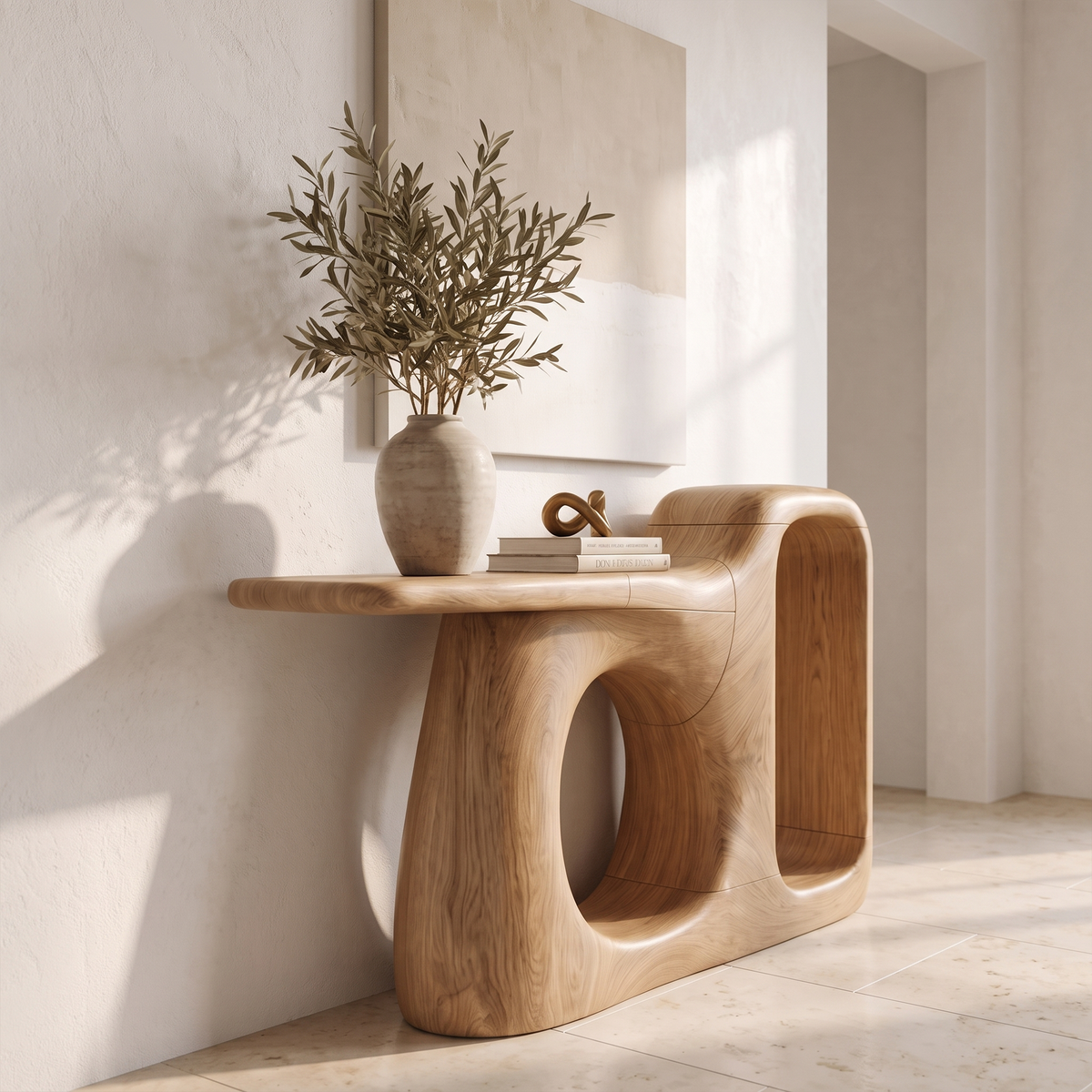 Organic Console Table With Sculptural Open Frame For Entryway SINLKICS706
