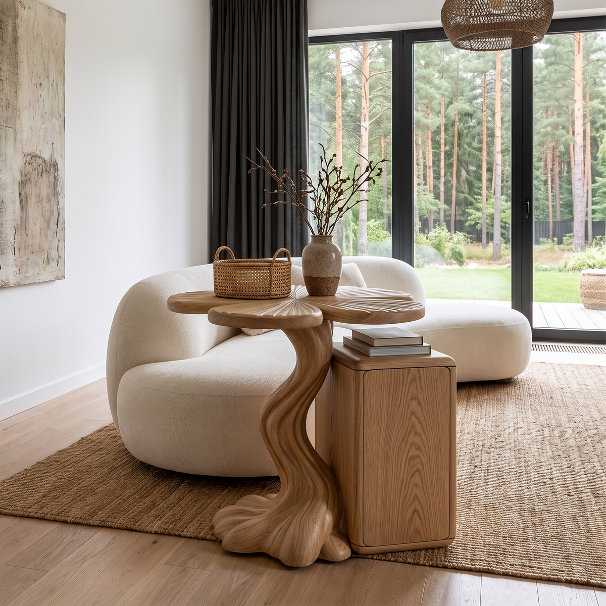 Modern Side Table With Tree Inspired Base For Living Room SINLHASTA305