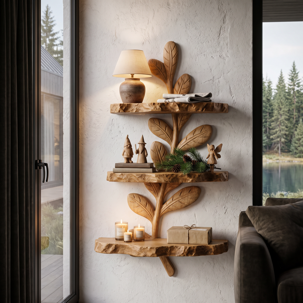 Modern Floating Shelf Handcrafted Solid Wood Design For Home Office SINLHAFL065