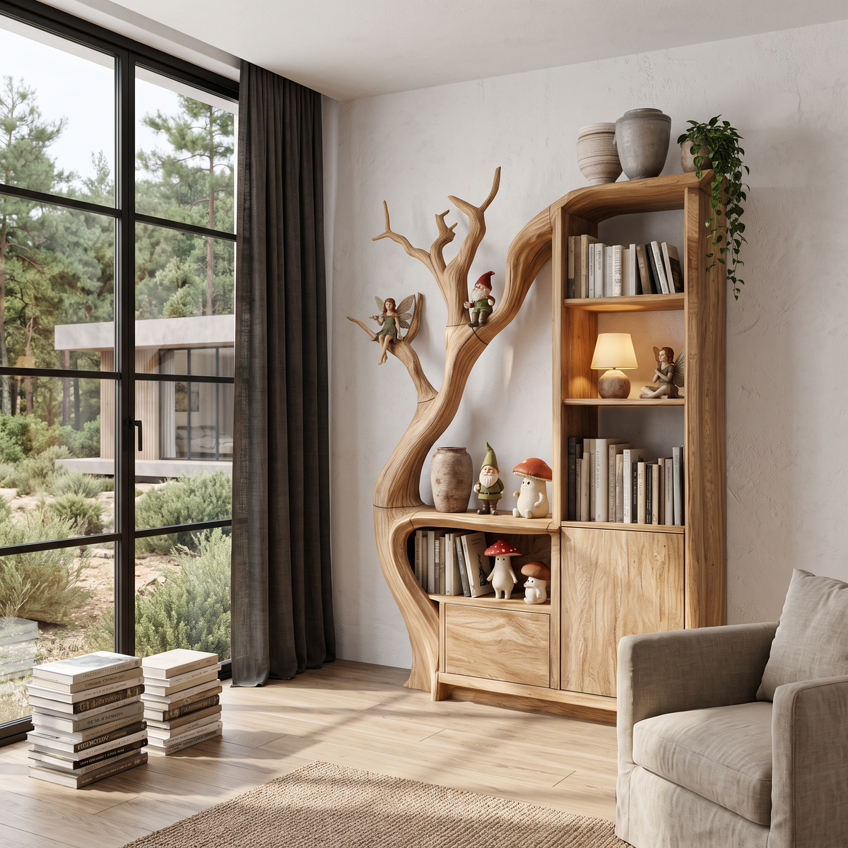 Meuble de rangement moderne au design arrondi pour entrée SINLHASD544