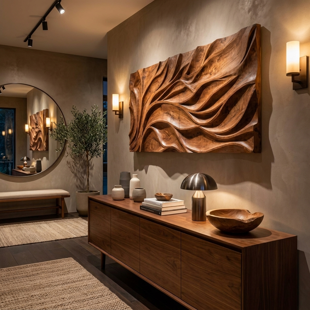 Abstract Carved Wall Art Sculpture For Living Room Decor RTTHTTWA054