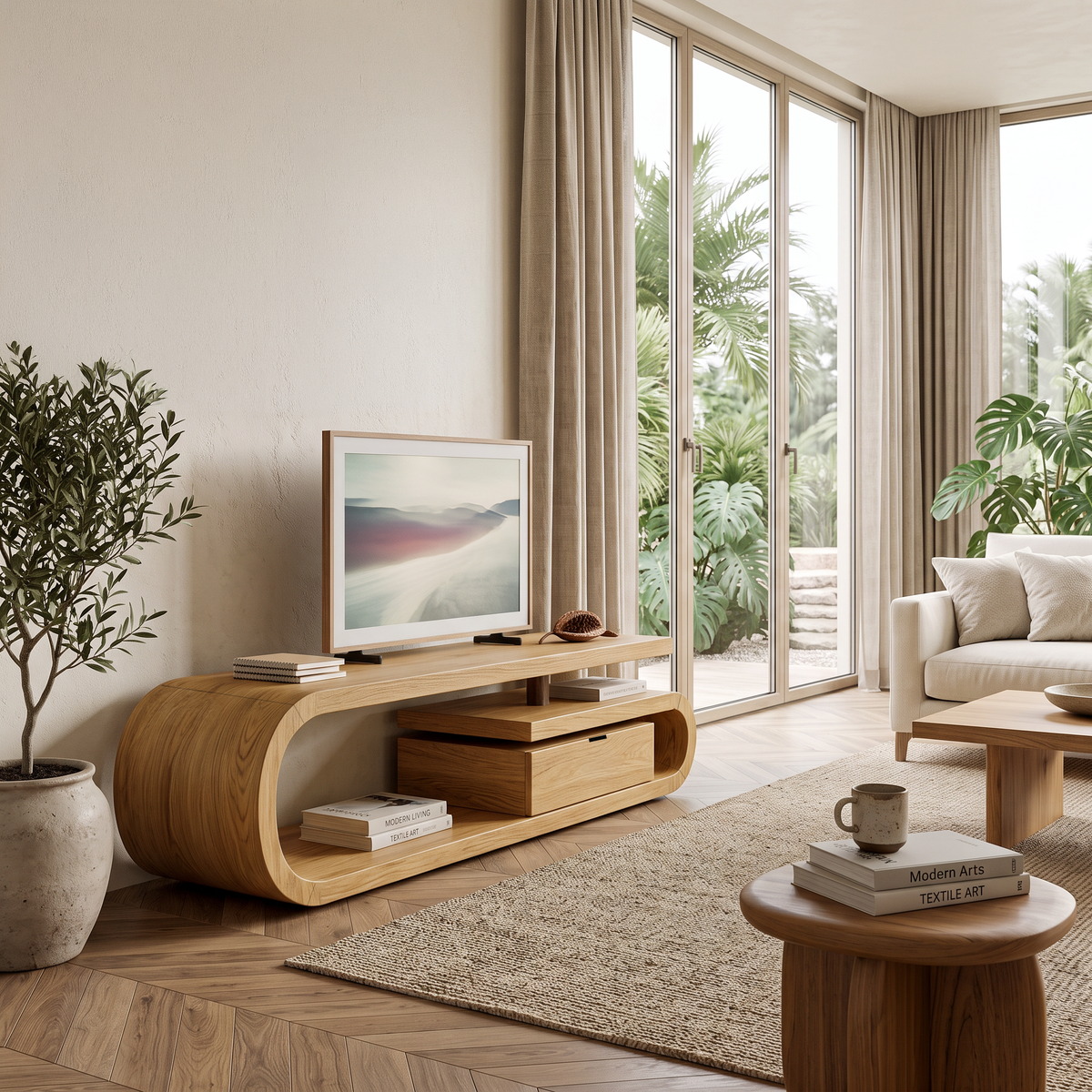 Handcrafted TV Cabinet For Living Room Media Use RTTHTTTVC034
