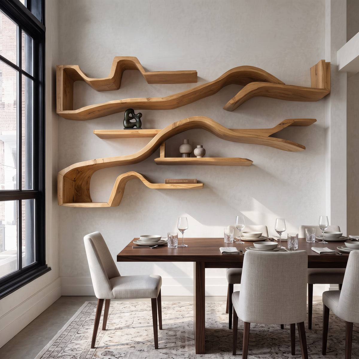 Organic Floating Bookshelf For Living Room Or Study SITHHNFL027