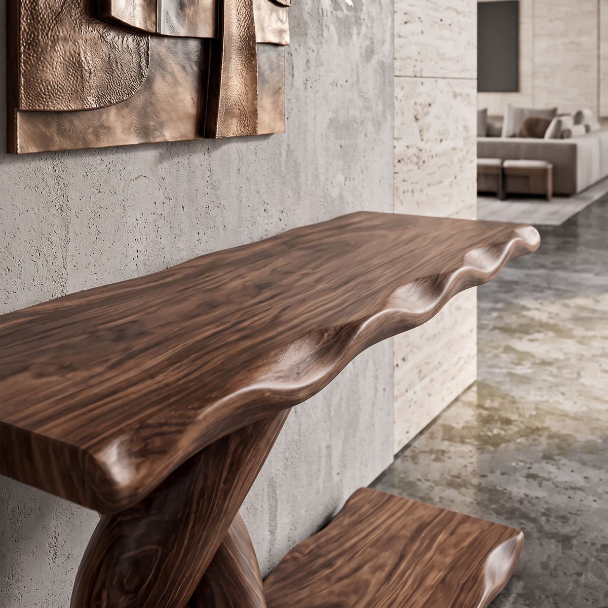 Contemporary Console Table With Spiral Base And Lower Display Shelf For Living Room SINLKICS701