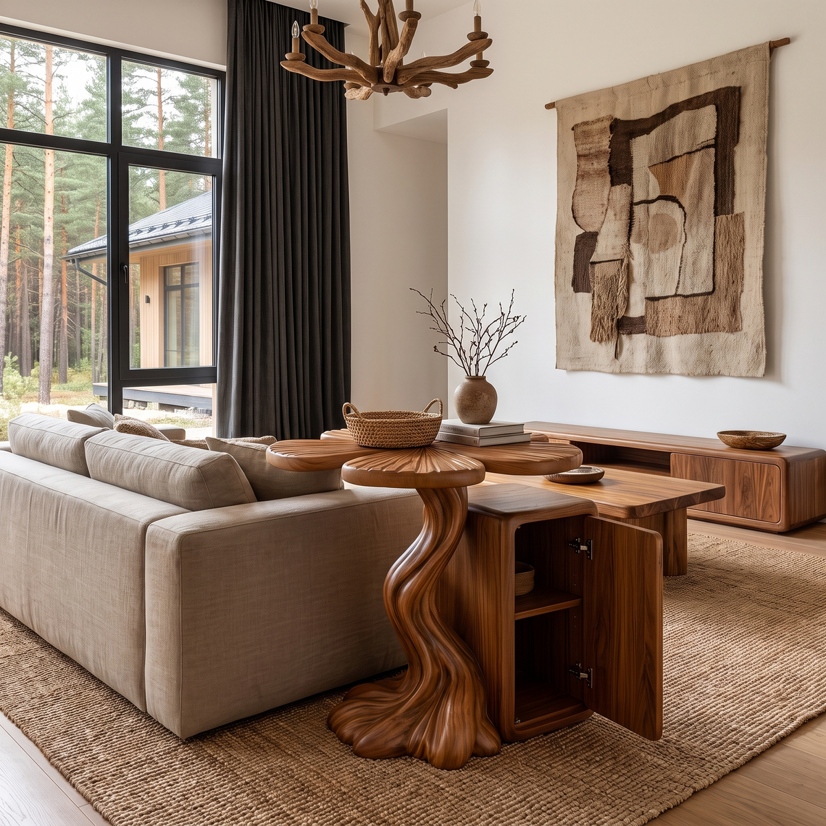 Modern Side Table With Tree Inspired Base For Living Room SINLHASTA305