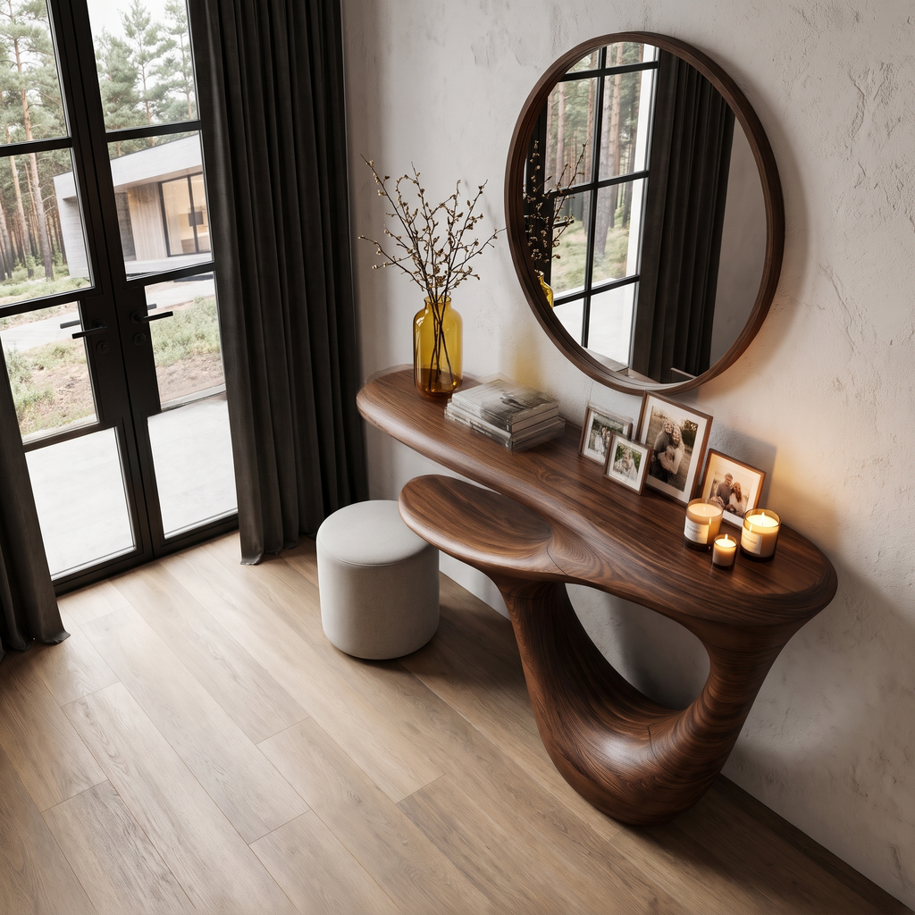 Console contemporaine avec piètement ouvert artistique pour entrée et couloir SINLHACS695