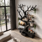 Bibliothèque arbre sculpturale, design en forme de branche d'arbre fait main pour bureau à domicile SINLHATB769