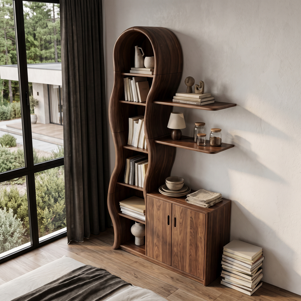Vitrine contemporaine en bois avec structure en branches sculptées pour salon SINLHASD540