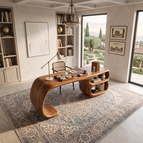 Bureau de direction contemporain de forme libre pour studio ou bureau à domicile SILDTTNDE054