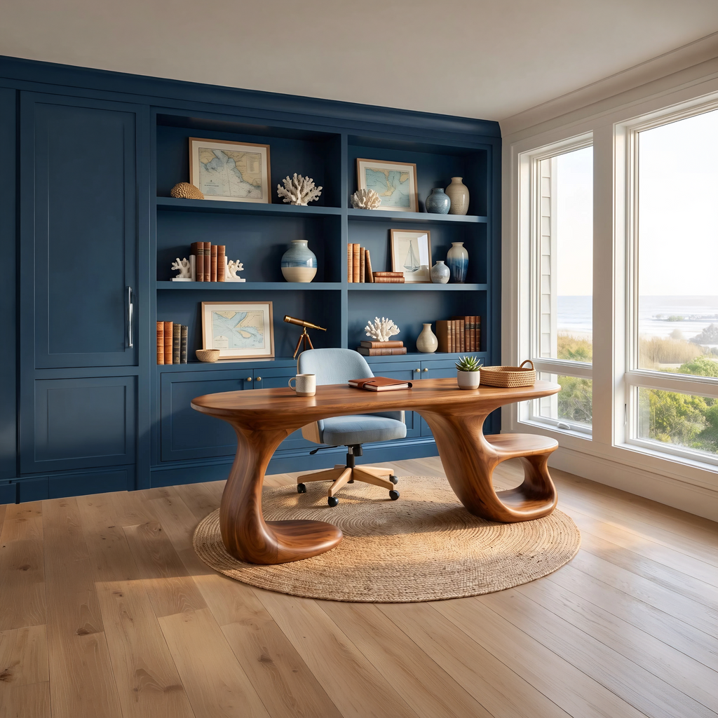 Bureau à étagère incurvée moderne pour bureau à domicile ou appartement SILDTTNDE056