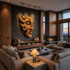 Décoration murale visage en bois sculpté à la main pour intérieur RTTHTTWA150
