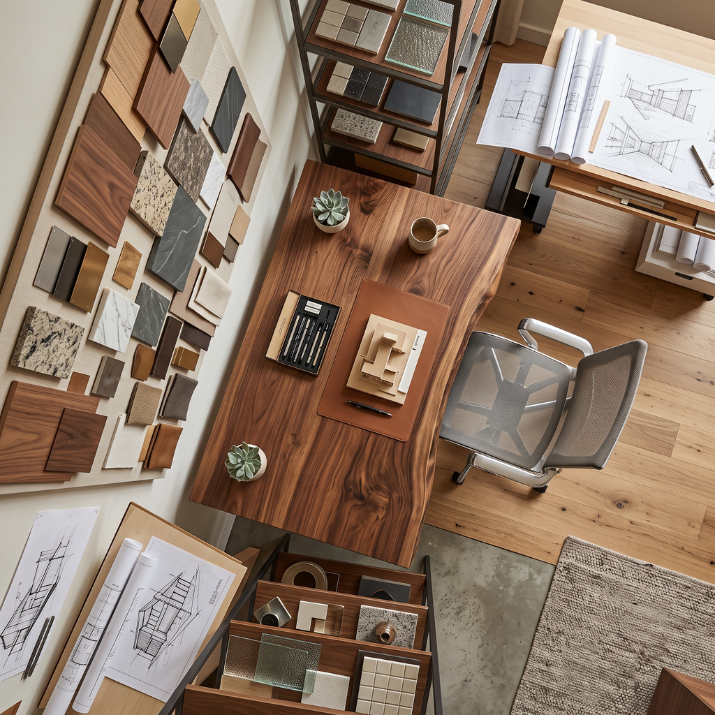 Bureau flottant moderne à plateau brut pour espace de travail à domicile SITHTTDE047