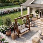 Balançoire en bois biologique avec dossier pour terrasse RTTHTTSG002