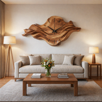 Horloge murale contemporaine en bois avec sculpture en forme de vague unique pour la maison RTTHTTWAC025