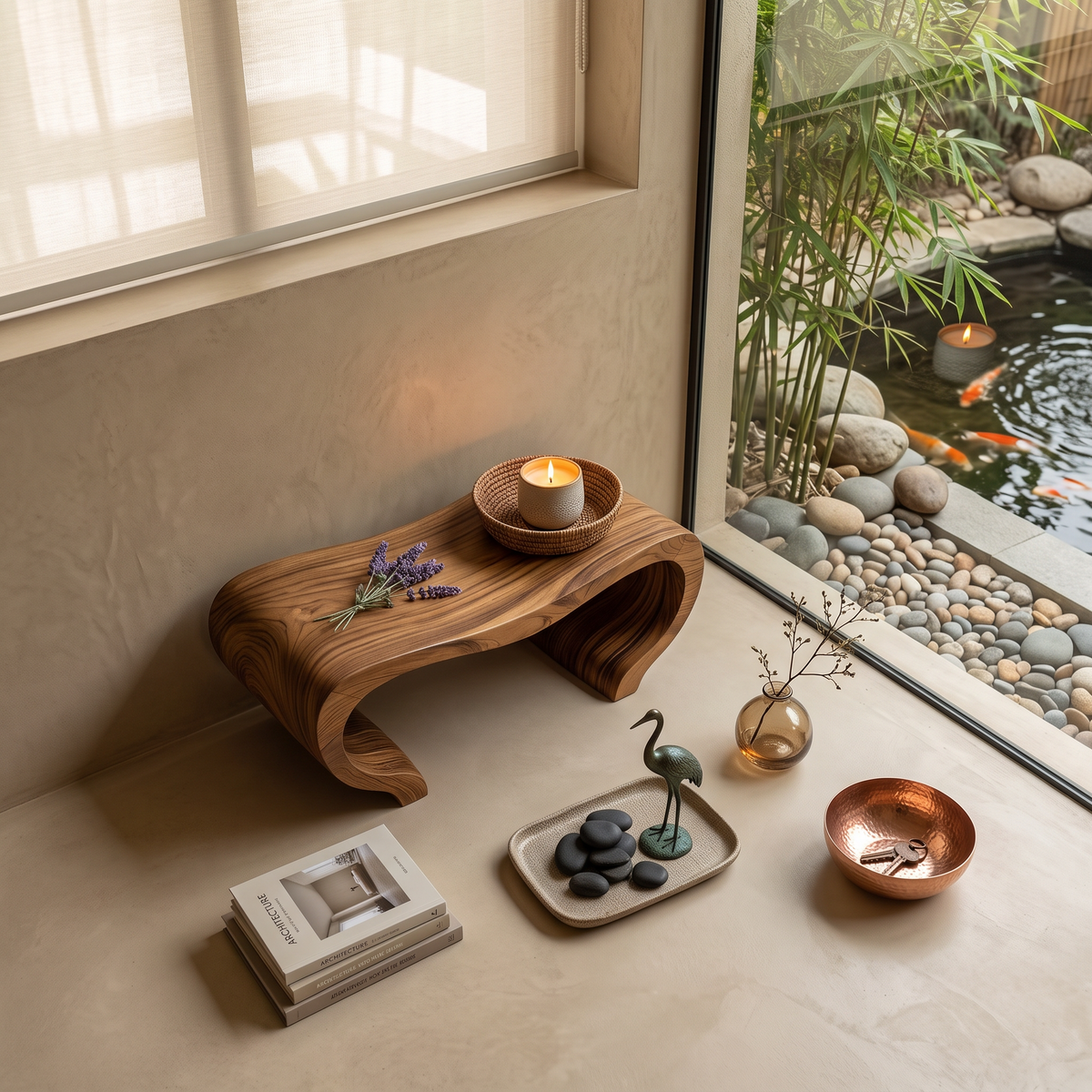 Modern Organic Shower Bench For Spa Decor Or Bathroom SITHTTSB007