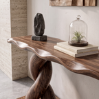 Table console contemporaine avec base en spirale et étagère de rangement inférieure pour salon SINLKICS701