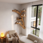 Arbre à chat mural moderne avec plateformes inspirées de branches pour chats d'intérieur SINLHATT019