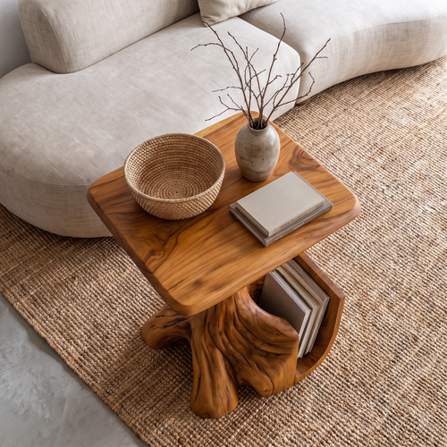 Table d'appoint sculpturale contemporaine avec piètement inspiré d'un arbre pour salon SINLHASTA301