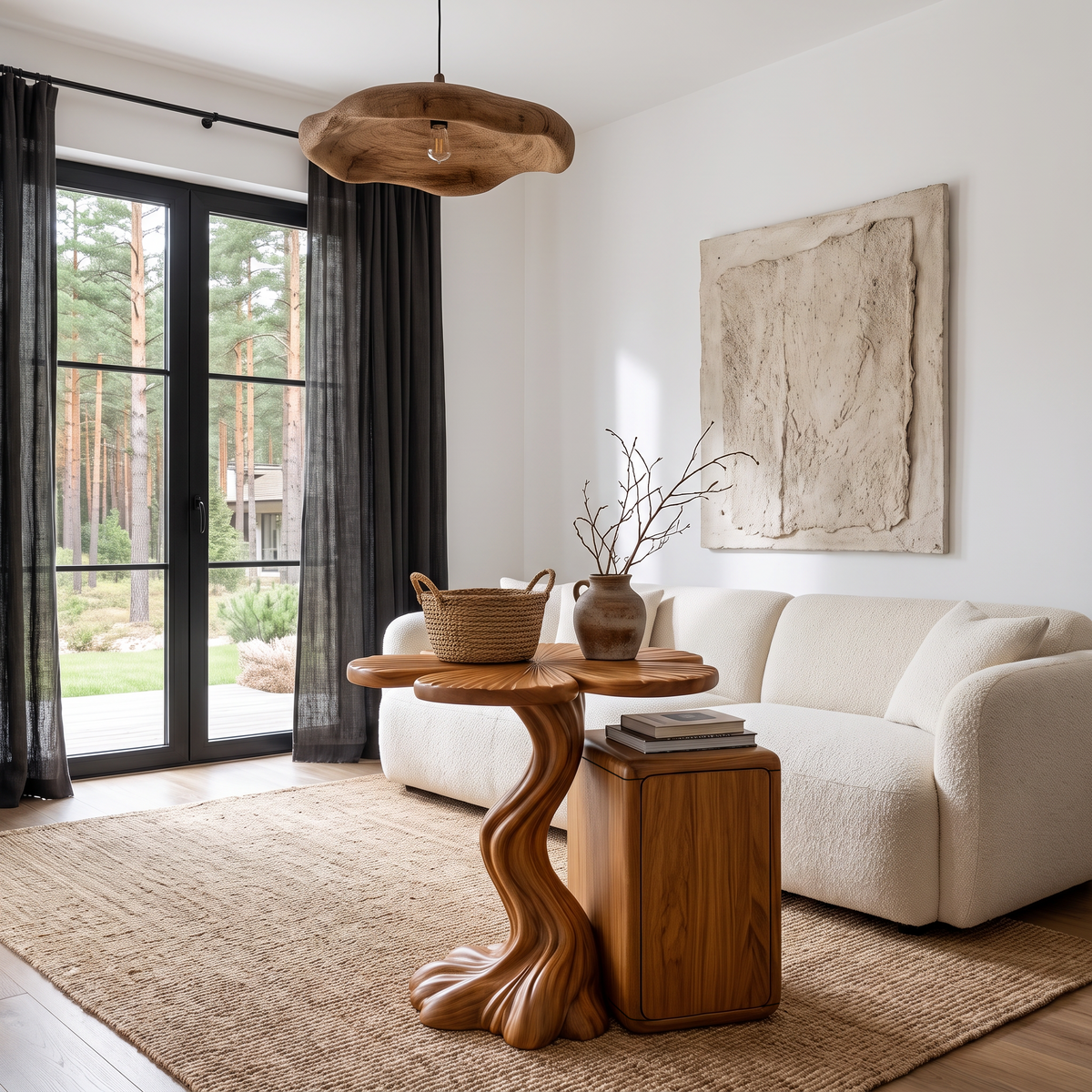 Modern Side Table With Tree Inspired Base For Living Room SINLHASTA305