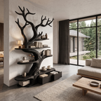 Bibliothèque arbre sculpturale, design en forme de branche d'arbre fait main pour bureau à domicile SINLHATB769