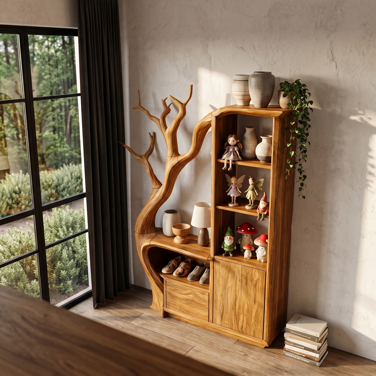 Meuble de rangement moderne au design arrondi pour entrée SINLHASD544