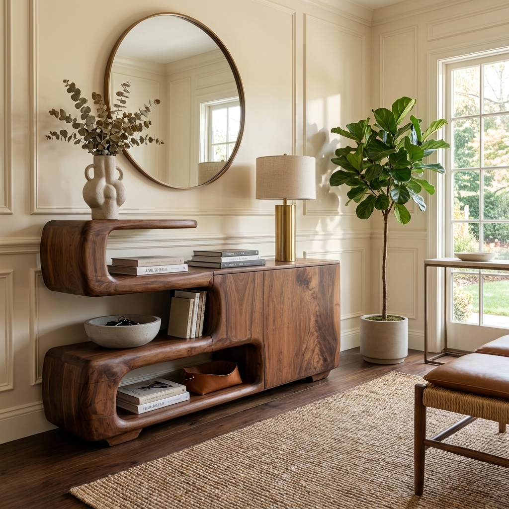 Organic Sideboard With Shelves And Cabinet For Living Room SITHTTSD025
