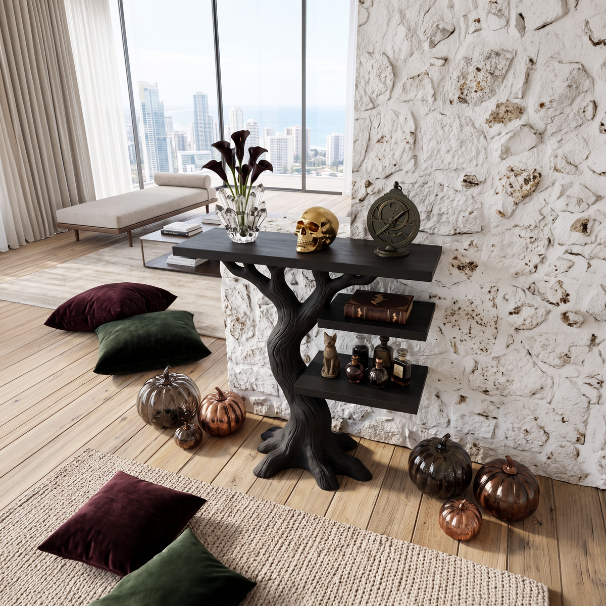 Contemporary Woodland Branch Console Table For Halloween Decor SILDTTNCS157