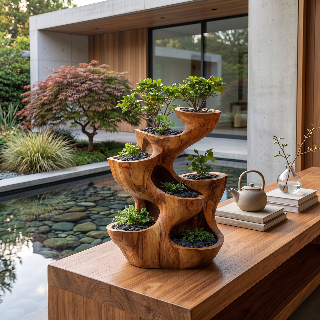 Jardinière organique sculpturale à plusieurs niveaux pour décoration de jardin RTTHTTPT007