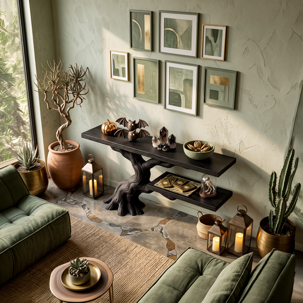 Table d'appoint moderne en forme de racines et de branches pour mobilier d'Halloween gothique SILDTTNCS159