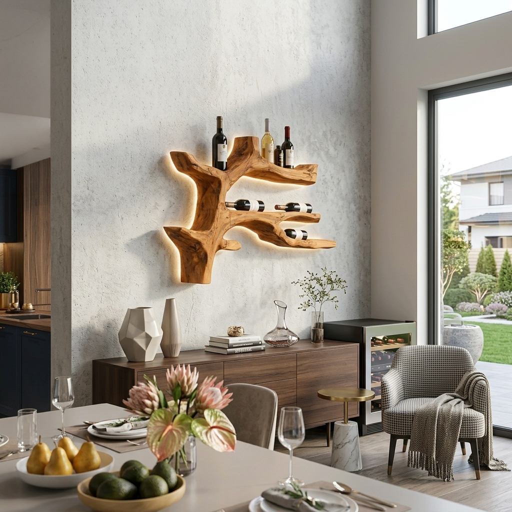 Modern Branch Wine Bottle Holder Wall Mount For Dining Wall Decor RTTHTTWH007