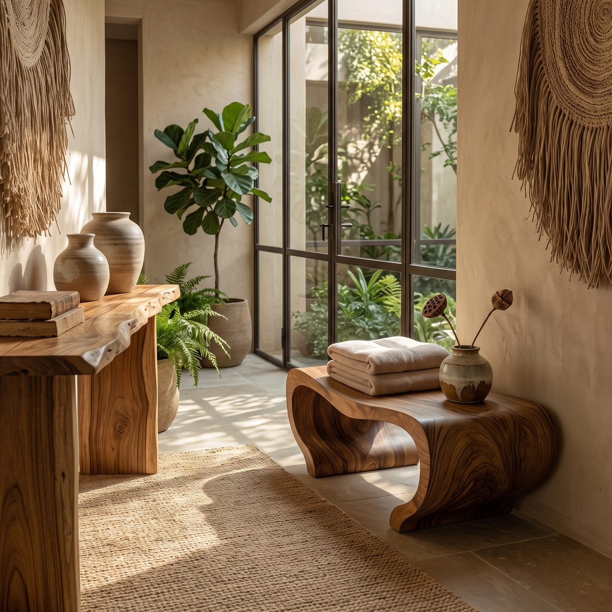 Modern Organic Shower Bench For Spa Decor Or Bathroom SITHTTSB007