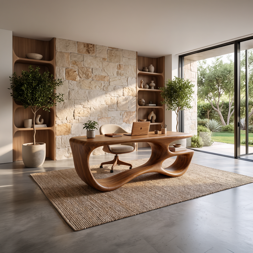 Bureau artisanal à cadre en boucle pour chambre ou bureau à domicile SILDTTNDE058