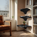 Étagère champignon en bois massif à bord brut, artisanale, style Mid-Century pour décoration intérieure SILDTTNCMS021