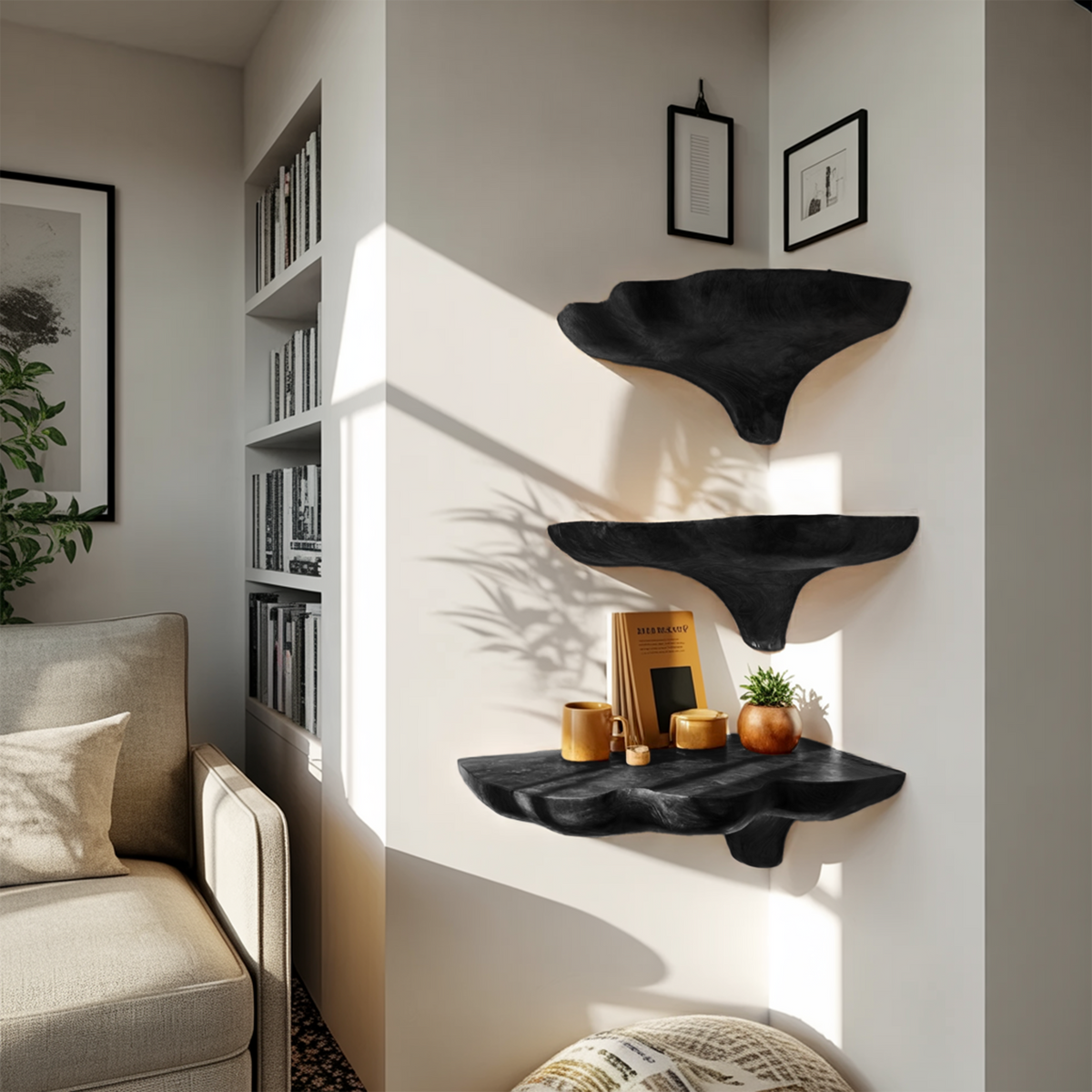 Handcrafted Wooden Mushroom Shelf For Entryway And Furniture Decor SILDTTNCMS020