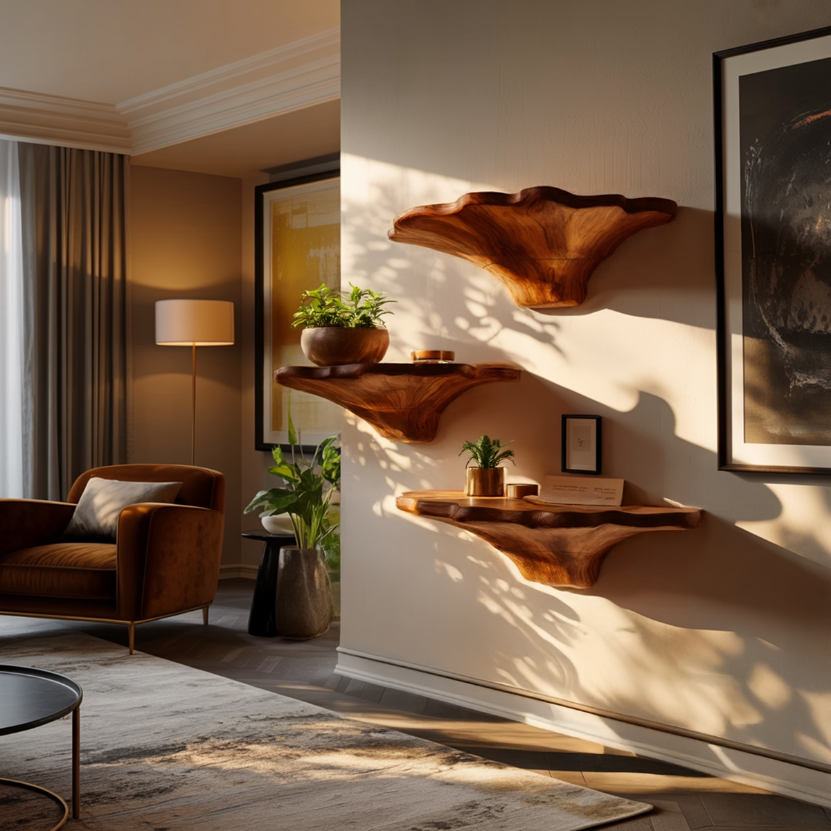Étagère champignon en bois style ferme pour décoration de chambre naturelle SILDTTNMR017